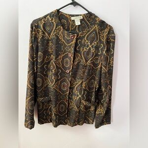 Notations Paisley Top in Brown and Blue Size Medium